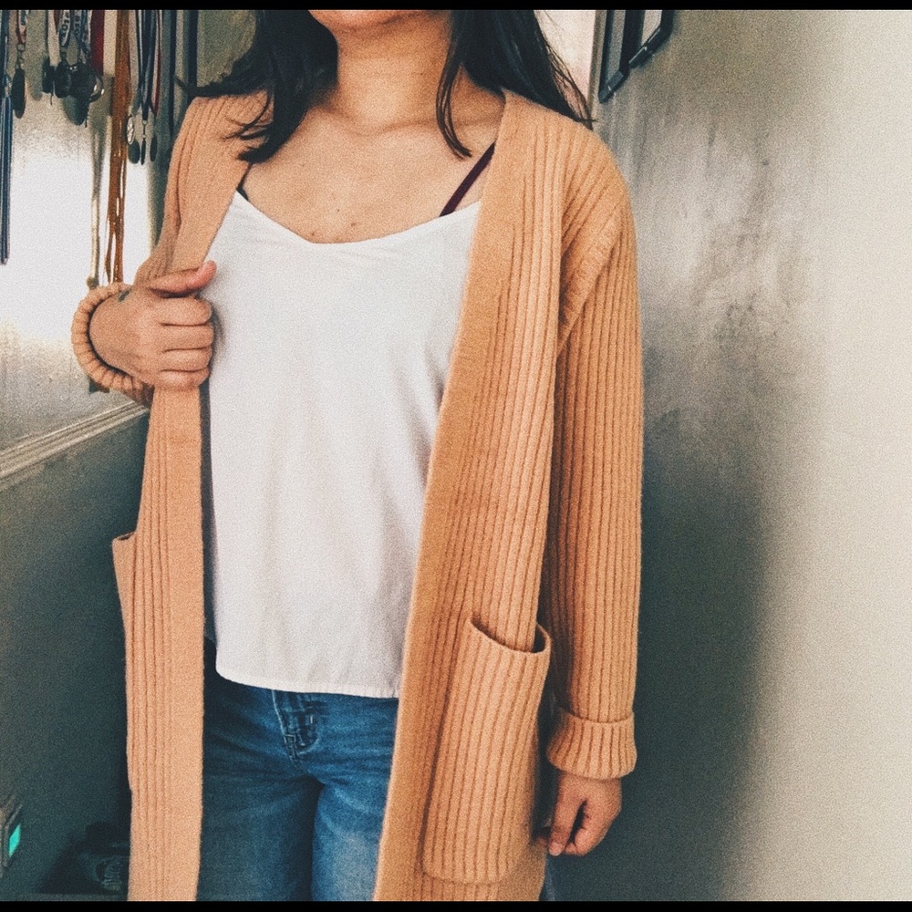 Coin 1804 Peachy Blush Rib Knit Long Cardigan - Picture 2 of 8
